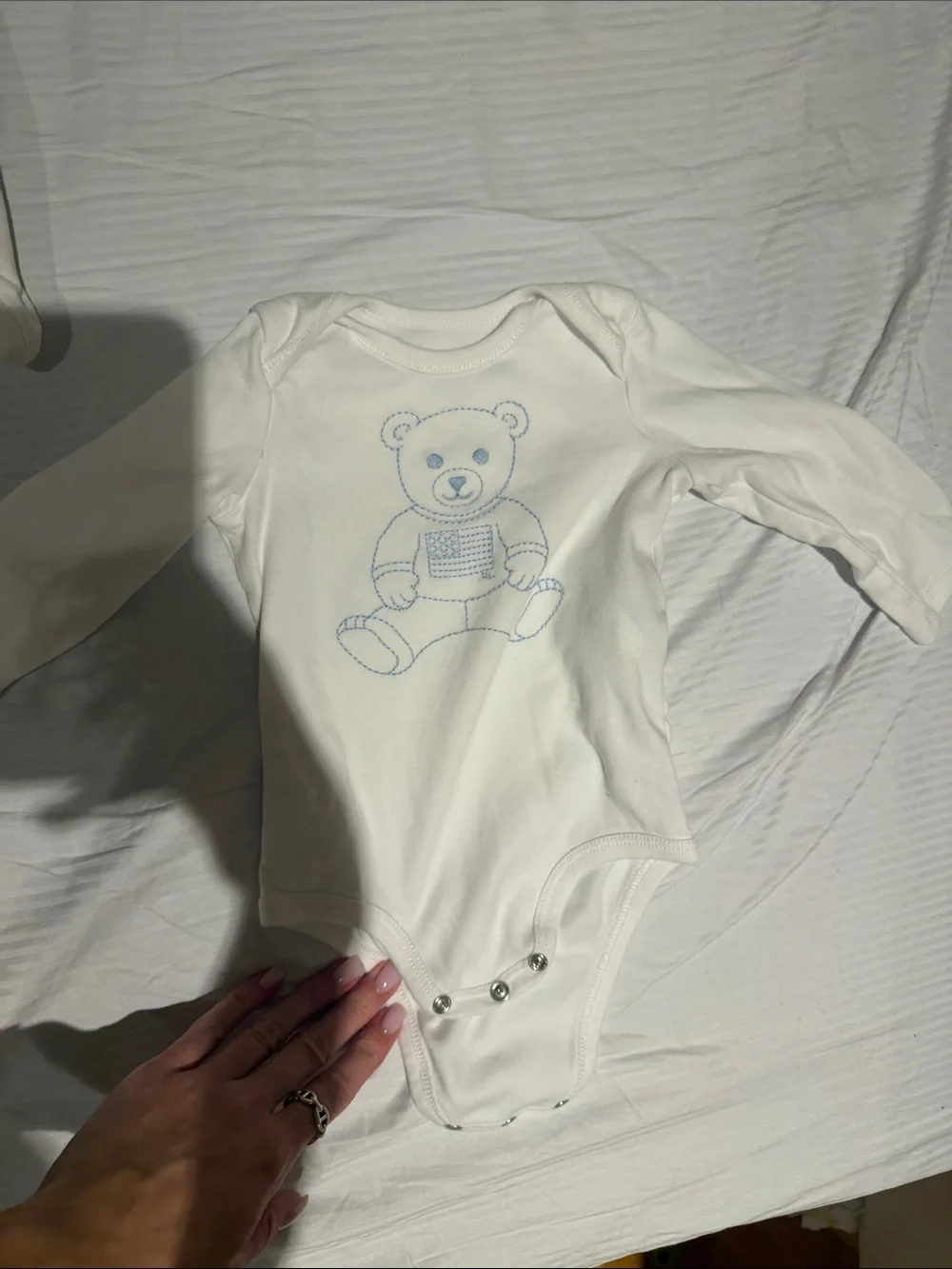 Ralph Lauren White Baby Polo Players Tee & Bear Snap Bodysuit